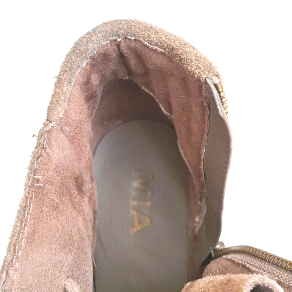 MIA Debra Taupe Suede tie up wedge ankle booties, sz 7 US, NM2395A - Picture 9 of 11